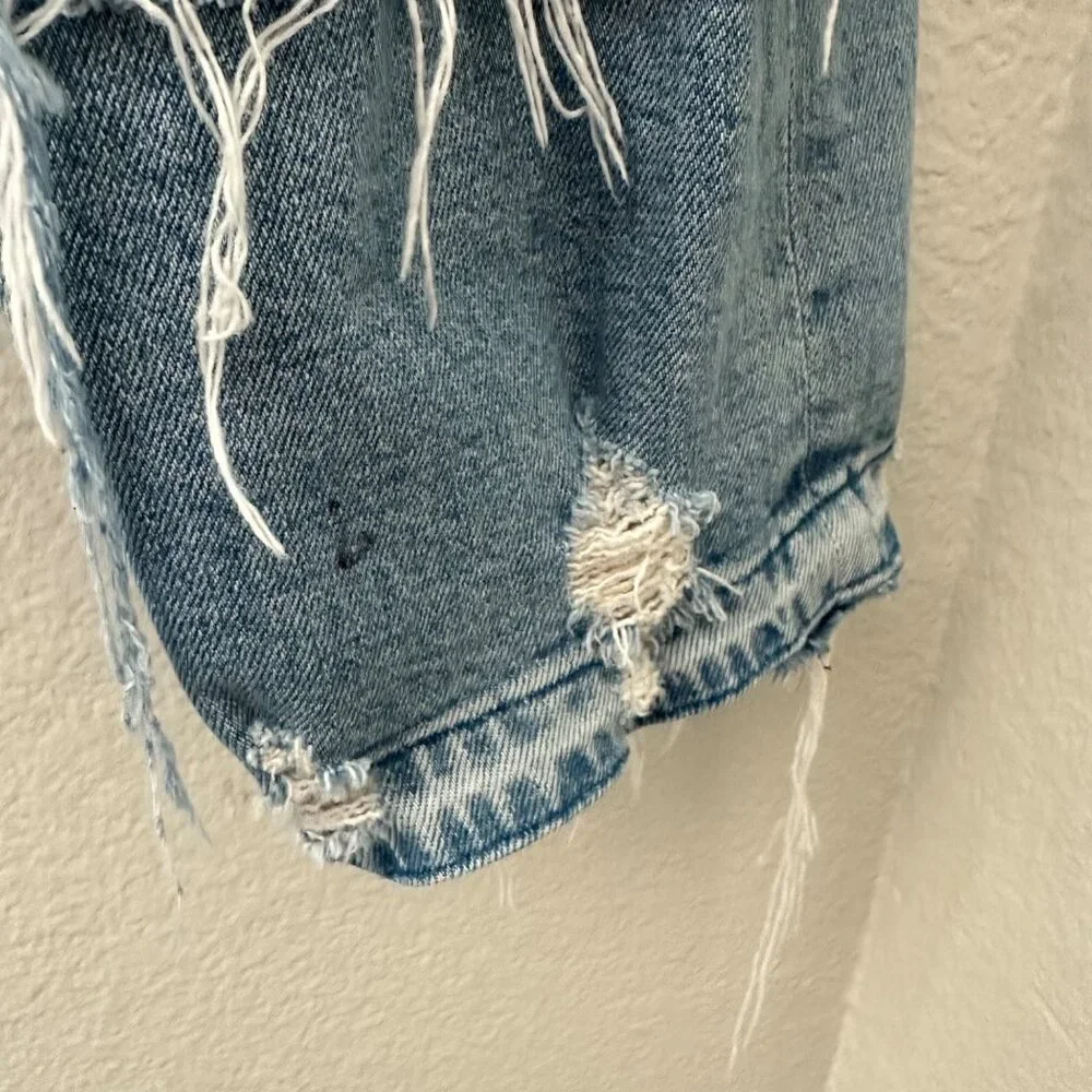 MOTHER The Patchwork Tomcat Ankle Raw Hem New Hobbies Blue 28 - Picture 15 of 16